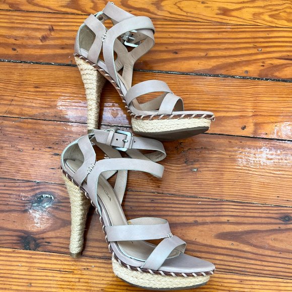 Via Spiga Beige Leather Espadrille Platform Sandal size 5 Never worn - Picture 1 of 8